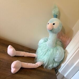 Animal Adventures Large Teal Pink Peacock Flamingo Ostrich Bird Plush Toy 20"